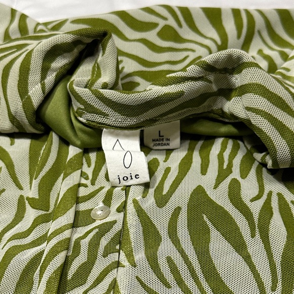 JOIE Green Zebra Print Button-Up Shirt - Picture 2 of 10